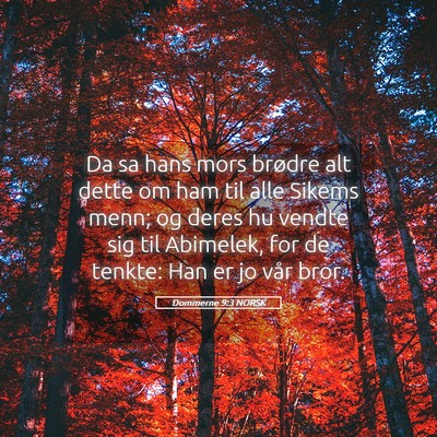 Picture 05 - Dommerne 9:3 NORSK - Da sa hans mors brødre alt dette om ham til alle - Bible Verse Picture