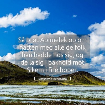 Picture 05 - Dommerne 9:34 NORSK - Så brøt Abimelek op om natten med alle de folk - Bible Verse Picture