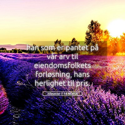 Picture 05 - Efeserne 1:14 NORSK - han som er pantet på vår arv til - Bible Verse Picture