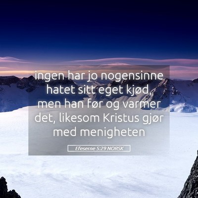 Picture 05 - Efeserne 5:29 NORSK - ingen har jo nogensinne hatet sitt eget kjød, - Bible Verse Picture