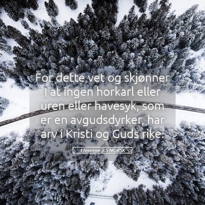 Picture 05 - Efeserne 5:5 NORSK - For dette vet og skjønner I at ingen horkarl - Bible Verse Picture