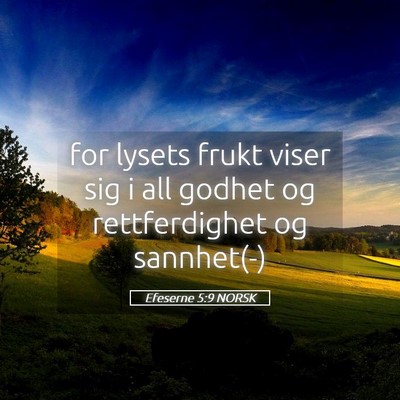 Picture 05 - Efeserne 5:9 NORSK - for lysets frukt viser sig i all godhet og - Bible Verse Picture