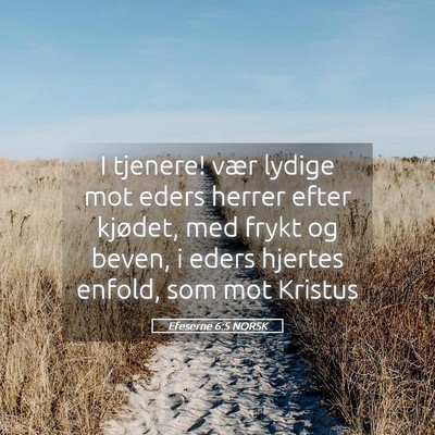 Picture 05 - Efeserne 6:5 NORSK - I tjenere! vær lydige mot eders herrer efter - Bible Verse Picture