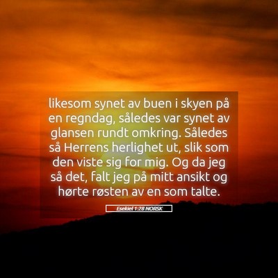 Picture 05 - Esekiel 1:28 NORSK - likesom synet av buen i skyen på en regndag, - Bible Verse Picture