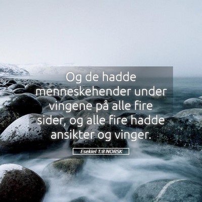 Picture 05 - Esekiel 1:8 NORSK - Og de hadde menneskehender under vingene på alle - Bible Verse Picture