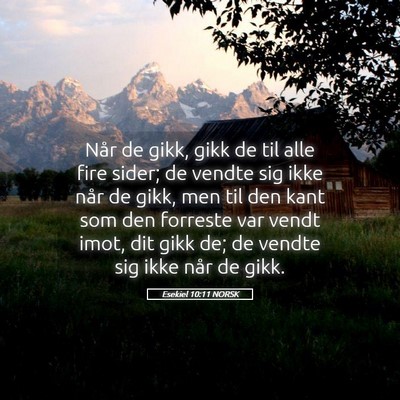 Picture 05 - Esekiel 10:11 NORSK - Når de gikk, gikk de til alle fire sider; de - Bible Verse Picture
