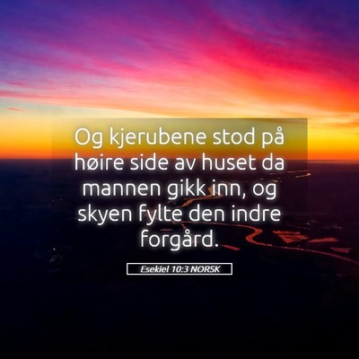 Picture 05 - Esekiel 10:3 NORSK - Og kjerubene stod på høire side av huset da - Bible Verse Picture