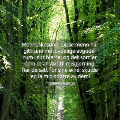 Picture 05 - Esekiel 14:3 NORSK - Menneskesønn! Disse menn har gitt sine - Bible Verse Picture
