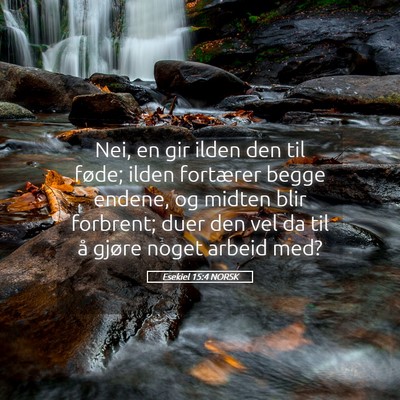 Picture 05 - Esekiel 15:4 NORSK - Nei, en gir ilden den til føde; ilden fortærer - Bible Verse Picture