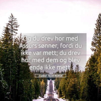 Picture 05 - Esekiel 16:28 NORSK - Og du drev hor med Assurs sønner, fordi du ikke - Bible Verse Picture