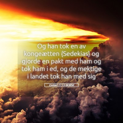 Picture 05 - Esekiel 17:13 NORSK - Og han tok en av kongeætten {Sedekias} og gjorde - Bible Verse Picture