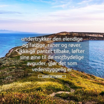 Picture 05 - Esekiel 18:12 NORSK - undertrykker den elendige og fattige, raner og - Bible Verse Picture