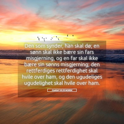 Picture 05 - Esekiel 18:20 NORSK - Den som synder, han skal dø; en sønn skal ikke - Bible Verse Picture