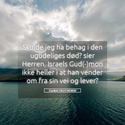 Picture 05 - Esekiel 18:23 NORSK - Skulde jeg ha behag i den ugudeliges død? sier - Bible Verse Picture