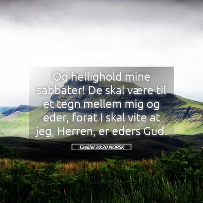 Picture 05 - Esekiel 20:20 NORSK - Og hellighold mine sabbater! De skal være til et - Bible Verse Picture