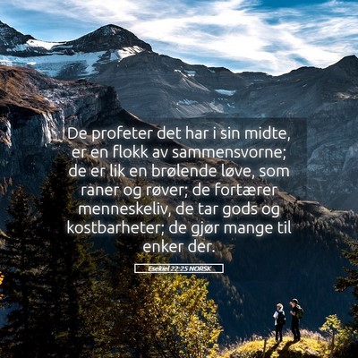 Picture 05 - Esekiel 22:25 NORSK - De profeter det har i sin midte, er en flokk av - Bible Verse Picture