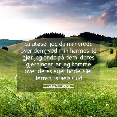 Picture 05 - Esekiel 22:31 NORSK - Så utøser jeg da min vrede over dem; ved min - Bible Verse Picture