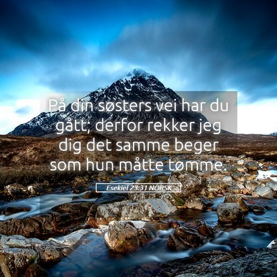 Picture 05 - Esekiel 23:31 NORSK - På din søsters vei har du gått; derfor rekker - Bible Verse Picture