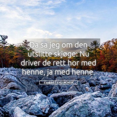 Picture 05 - Esekiel 23:43 NORSK - Da sa jeg om den utslitte skjøge: Nu driver de - Bible Verse Picture