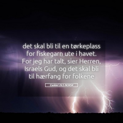 Picture 05 - Esekiel 26:5 NORSK - det skal bli til en tørkeplass for fiskegarn ute - Bible Verse Picture