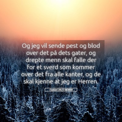 Picture 05 - Esekiel 28:23 NORSK - Og jeg vil sende pest og blod over det på dets - Bible Verse Picture