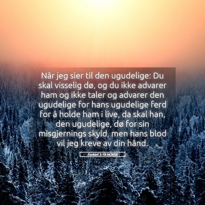 Picture 05 - Esekiel 3:18 NORSK - Når jeg sier til den ugudelige: Du skal visselig - Bible Verse Picture