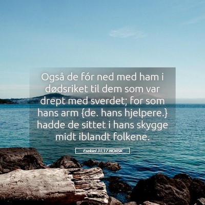 Picture 05 - Esekiel 31:17 NORSK - Også de fór ned med ham i dødsriket til dem - Bible Verse Picture