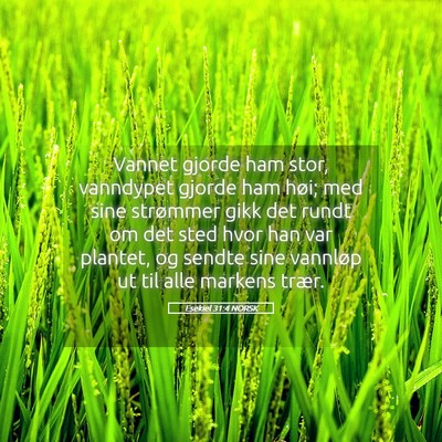 Picture 05 - Esekiel 31:4 NORSK - Vannet gjorde ham stor, vanndypet gjorde ham - Bible Verse Picture