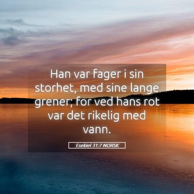 Picture 05 - Esekiel 31:7 NORSK - Han var fager i sin storhet, med sine lange - Bible Verse Picture