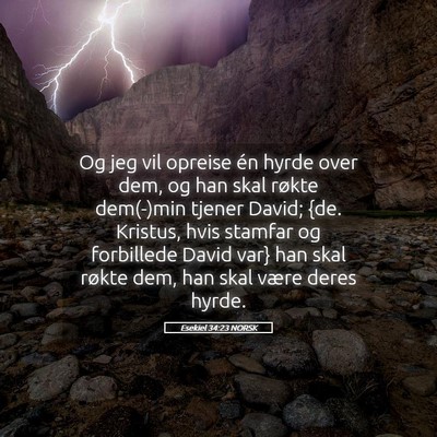 Picture 05 - Esekiel 34:23 NORSK - Og jeg vil opreise én hyrde over dem, og han - Bible Verse Picture