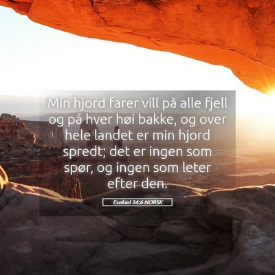 Picture 05 - Esekiel 34:6 NORSK - Min hjord farer vill på alle fjell og på hver - Bible Verse Picture