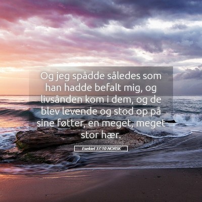 Picture 05 - Esekiel 37:10 NORSK - Og jeg spådde således som han hadde befalt mig, - Bible Verse Picture