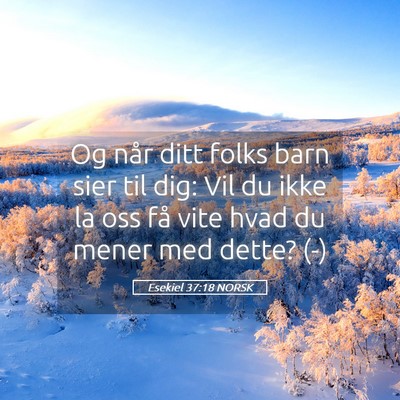 Picture 05 - Esekiel 37:18 NORSK - Og når ditt folks barn sier til dig: Vil du ikke - Bible Verse Picture