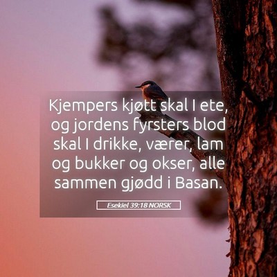 Picture 05 - Esekiel 39:18 NORSK - Kjempers kjøtt skal I ete, og jordens fyrsters - Bible Verse Picture