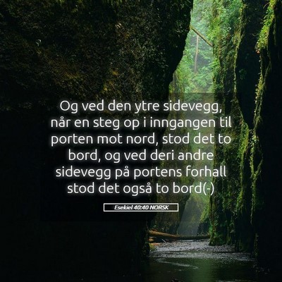 Picture 05 - Esekiel 40:40 NORSK - Og ved den ytre sidevegg, når en steg op i - Bible Verse Picture