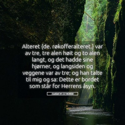 Picture 05 - Esekiel 41:22 NORSK - Alteret {de. røkofferalteret.} var av tre, tre - Bible Verse Picture