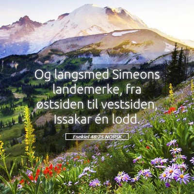 Picture 05 - Esekiel 48:25 NORSK - Og langsmed Simeons landemerke, fra østsiden til - Bible Verse Picture