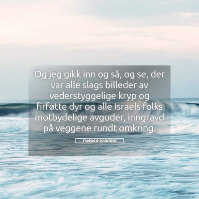 Picture 05 - Esekiel 8:10 NORSK - Og jeg gikk inn og så, og se, der var alle slags - Bible Verse Picture