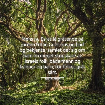 Picture 05 - Esra 10:1 NORSK - Mens nu Esras lå gråtende på jorden foran Guds - Bible Verse Picture