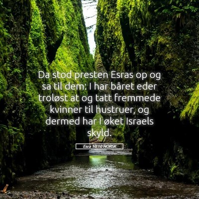 Picture 05 - Esra 10:10 NORSK - Da stod presten Esras op og sa til dem: I har - Bible Verse Picture