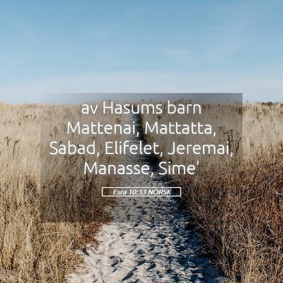 Picture 05 - Esra 10:33 NORSK - av Hasums barn Mattenai, Mattatta, Sabad, - Bible Verse Picture
