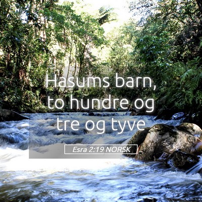 Picture 05 - Esra 2:19 NORSK - Hasums barn, to hundre og tre og - Bible Verse Picture