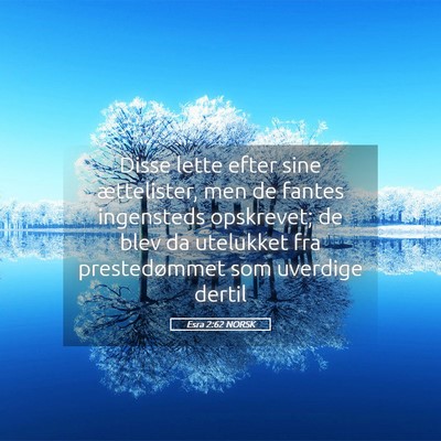 Picture 05 - Esra 2:62 NORSK - Disse lette efter sine ættelister, men de fantes - Bible Verse Picture