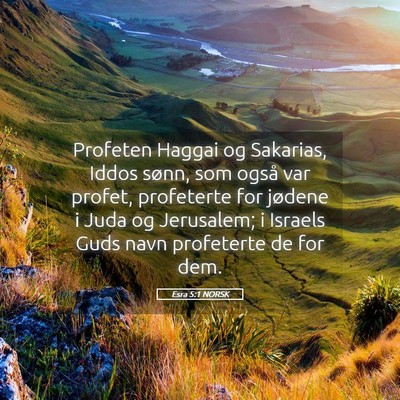 Picture 05 - Esra 5:1 NORSK - Profeten Haggai og Sakarias, Iddos sønn, som - Bible Verse Picture