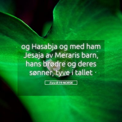 Picture 05 - Esra 8:19 NORSK - og Hasabja og med ham Jesaja av Meraris barn, - Bible Verse Picture