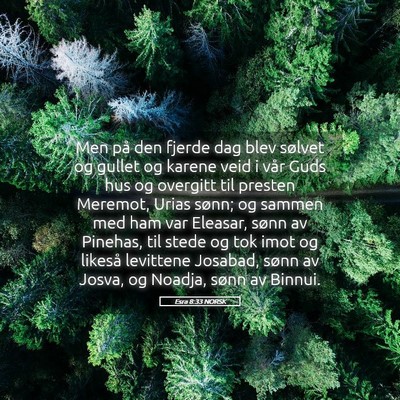 Picture 05 - Esra 8:33 NORSK - Men på den fjerde dag blev sølvet og gullet og - Bible Verse Picture
