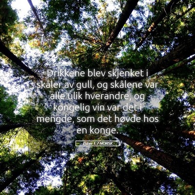 Picture 05 - Ester 1:7 NORSK - Drikkene blev skjenket i skåler av gull, og - Bible Verse Picture