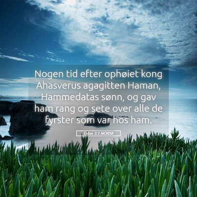 Picture 05 - Ester 3:1 NORSK - Nogen tid efter ophøiet kong Ahasverus agagitten - Bible Verse Picture