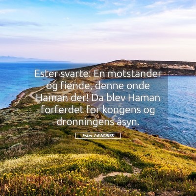 Picture 05 - Ester 7:6 NORSK - Ester svarte: En motstander og fiende, denne onde - Bible Verse Picture