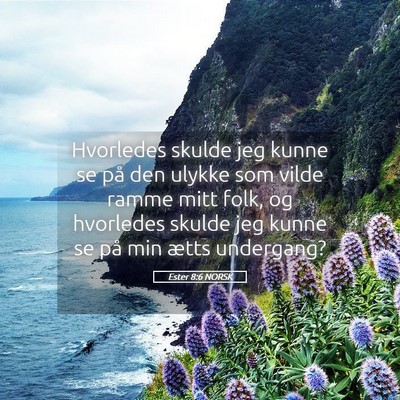 Picture 05 - Ester 8:6 NORSK - Hvorledes skulde jeg kunne se på den ulykke som - Bible Verse Picture